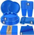 Blue Plastic Plates for Party,50 Guest - 7&9inch Plate,Napkins,Forks,Cups & Tablecloths,Disposable Party Supplies for Birthday,Graduation,Picnic,Father's Day Partys