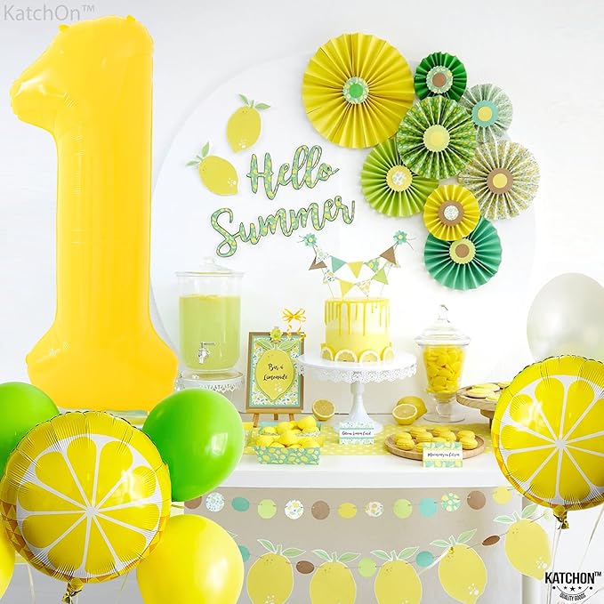 KatchOn, Yellow Number 1 Balloon - 40 Inch, Helium Supported | Mylar Foil Yellow One Number Balloon for First Happy Birthday Decorations | 1st Anniversary Decorations | Birthday Party Decoration