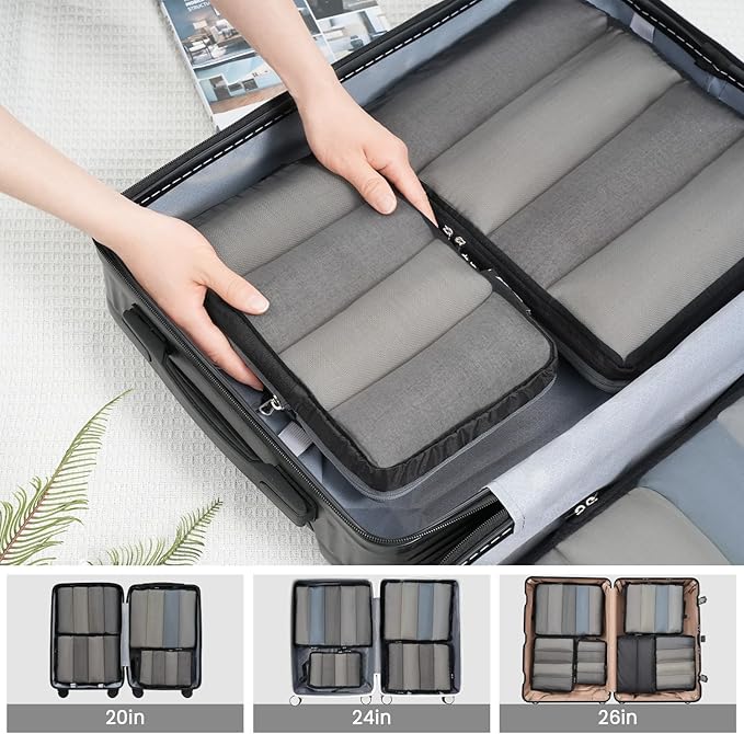 BAGAIL 6 Set Ultralight Compression Packing Cubes Packing Organizer for Travel Accessories Luggage Suitcase Backpack