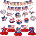 Blosssound 27 Pcs 4th of July Decorations Set Patriotic Party Decor American Flag Banner USA Hanging Swirls Independence Day Honeycomb Table Centerpieces for USA Office Home Memorial Day Supplies