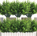 RECUTMS Artificial Boxwood Stems Fake Plant 12 Large Pieces, Faux Farmhouse Greenery Shrubs to Brighten up Your Wedding Home Kitchen Garden Patio Yard Indoor Outdoor Decor(Eucalyptus)