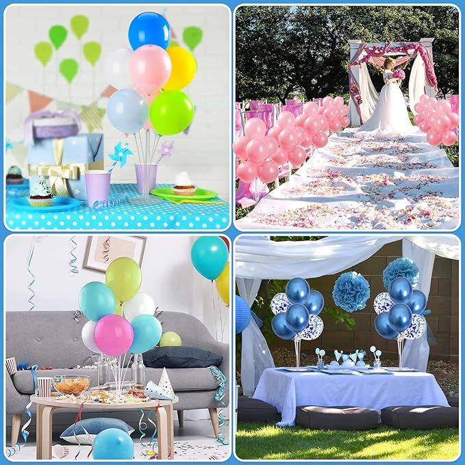 4 Sets Balloon Stand Kits, Balloon Sticks Holder with Base for Table Graduation Birthday Baby Shower Gender Reveal Party Decorations