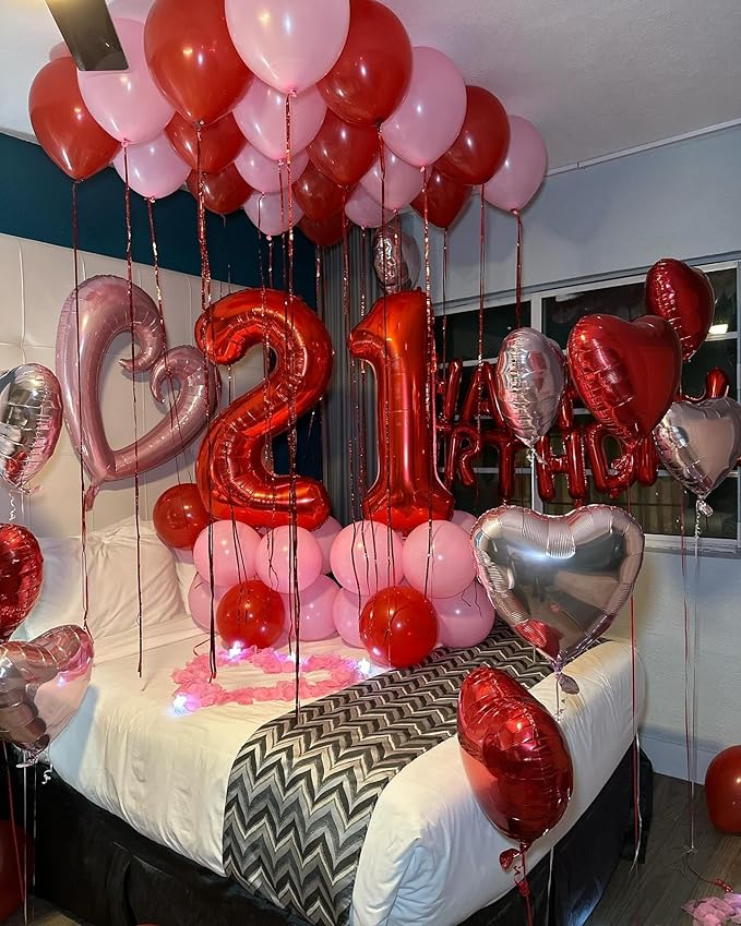 40 Inch Red Number 4 Balloon, Giant 4 Number Balloons for 4th Birthday Decorations, Party Supplies for Baby Boy Girl, Red Party Decor