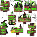 Jetec 8 Pcs Halloween Decorations Outdoor Glow in the Dark Beware Yard Signs Stakes Creepy Assorted Warning Sign Scary Zombie Theme Party Decor Supplies for Outdoor Lawn Yard Garden