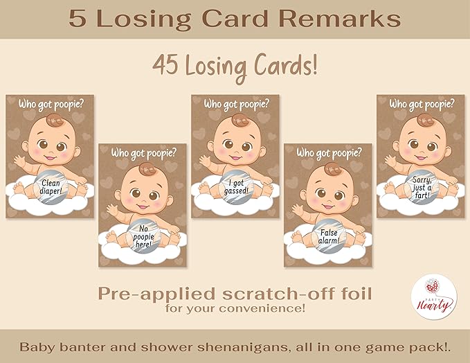 Party Hearty Delightful Baby Shower Fun - 50 Hilarious Poopie Scratch-Offs - Ideal for All Genders