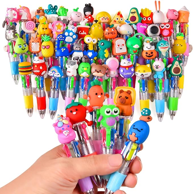60Pcs Mini Multicolor Pens in One 4-in-1, Cute Pens Bulk for Party Favors, Back To School Gifts Delightful Ballpoint Pen Classroom Prizes