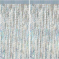 2 Pack Silver Backdrop Curtain Tinsel Streamers Sparkle Metallic Wavy Foil Fringe Photo Booth Props for Birthday Graduation Bachelorette New Year Christmas Wedding Disco Party Decorations