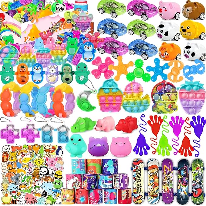 115 Pcs Party Favors for Kids 4-8-12, Pop Fidget Toys, Goodie Bag Stuffers, Treasure Box Toys for Classroom Prizes, Pinata Stuffers, Goodie Bags Filler, Prize Box toys for Kids Classroom