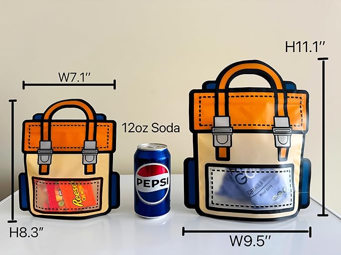 Trendybag Orange&Purple Top-handle Party Goodie bags, Grip n’ Seal 20 Pcs Birthday bags with Stand-up Bottom (Large, Purple)