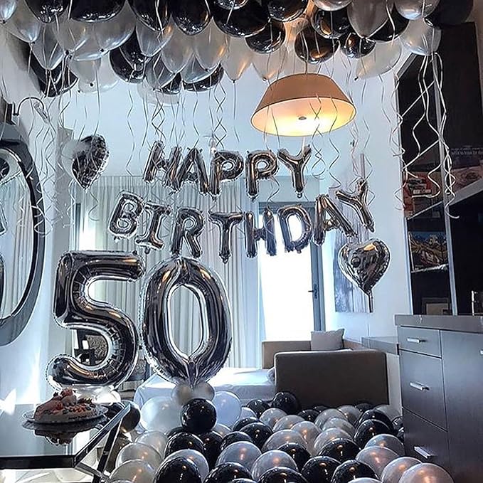 Giant Silver Number 50 Balloons, 40 Inch Jumbo Number 50, Large Foil Mylar Balloons for Girls Women 50th Birthday Party Decorations, 50 Anniversary Events Decorations