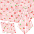 HAKOTI 3Pack Strawberry Table Cloth,Berry First Birthday Decorations Plastic Strawberry Theme Party Decor for Girls Berry Sweet Baby Shower Party Supplies
