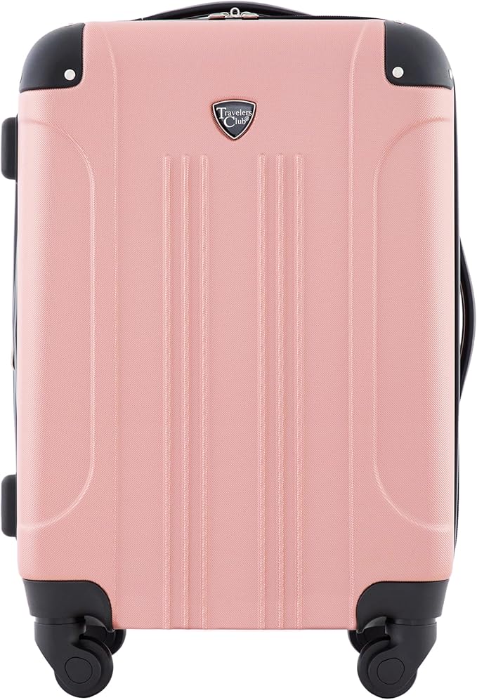 Travelers Club Chicago Hardside Expandable Spinner Luggage, Rose Gold, 22" Carry-On