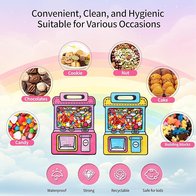 Lati 20PCS Large Plastic Reusable Prefilled Goodie Bulk Party Favors Bags with Handles for Return Gift Kids Birthday, Snack, Candy, Party and Classroom Favor Bags