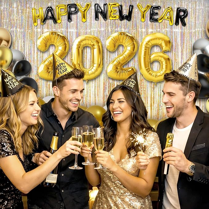 2 Pack Laser Champagne Gold Foil Fringe Curtains Streamers Party Decorations 3.3 x 8.2 ft, Tinsel Curtain Fringe Backdrop for Parties, Door Fringe Birthday Streamers, Photo Booth Backdrops