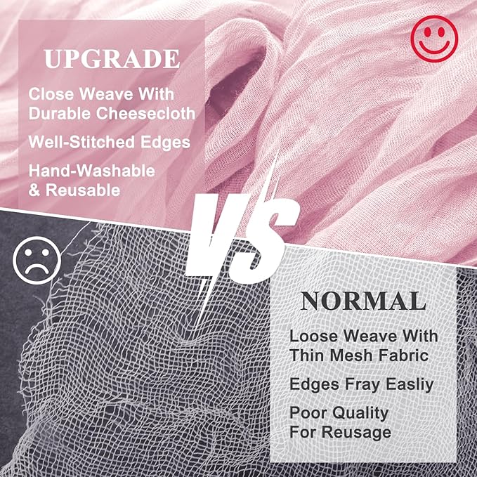 Wokceer 12Pack Pink Cheesecloth Table Runner 10FT Boho Gauze Spring Easter Cheese Cloth Table Runner for Party Rustic Sheer Runners for Baby Bridal Shower Wedding Christmas