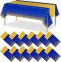 12Pcs Blue Gold Tablecloth Party Decorations,Plastic Royal Blue Table Cloth Printed Gold Tables Runner Disposable Rectangle Table Cover for Birthday Anniversary Wedding Graduation Party,54 x108 Inch