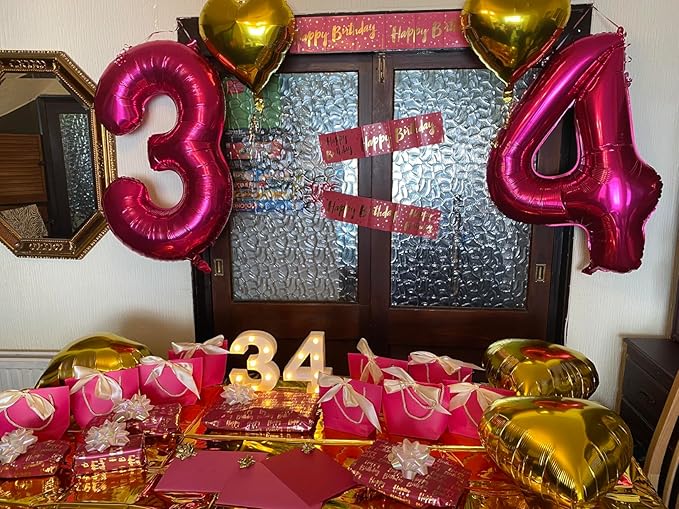 Balloon Numbers 40 Inch 5 Ballon for 5th Birthday Decorations, 15 25 35 50 Big Rose Purple Number Balloons for Wedding Photo Shoot Party Decor