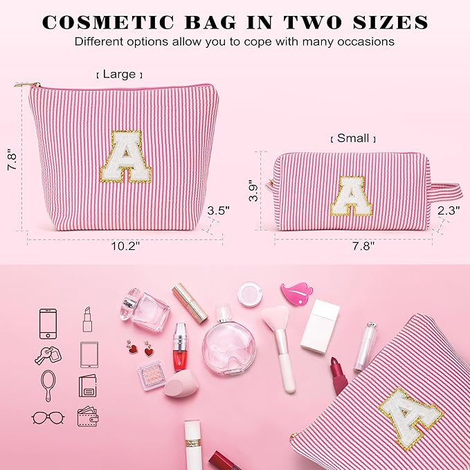 Travel Toiletry Bag Set for Women - Travel Essentials, Initial Travel Makeup Bag Organizer Small Cosmetic Bag for Purse Blue Stuff Gifts for Women Mom Girlfriend Teacher, Blue Letter K