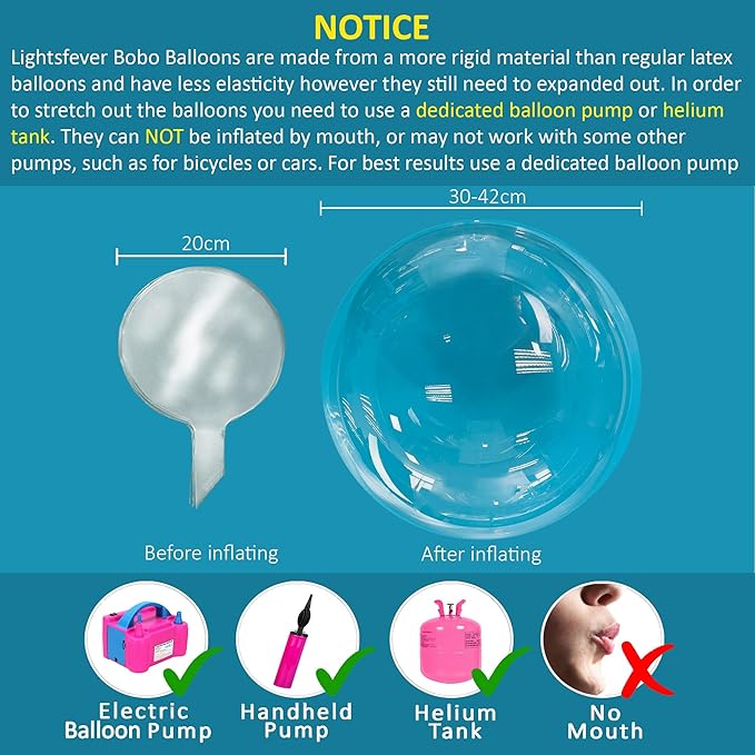 Lightsfever warm white led balloons with batteries, wedding proposal decorations clear transparent for helium or air, birthday party, halloween decor
