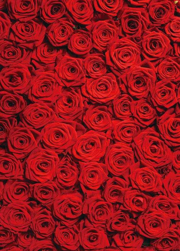 RUINI Red Rose Floral Wedding Photography Backdrop Rose Wall Valentines Day Wedding Bridal Shower Party Decorations Banner 6x8FT