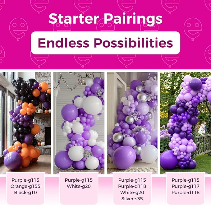 Bezente Purple Giant Balloons 36 Inch - 8 Pack Jumbo Purple Balloons Large Round Black Latex Balloons for Birthday Graduation Bridal Shower Wedding Halloween Party Decoration