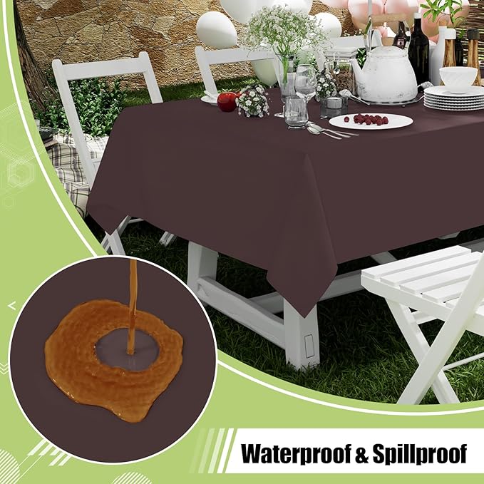 Smiry Disposable Table Cloth - 12 Pack, 54 x 108 Inch Waterproof Rectangle Tablecloths for Parties, Decorative Plastic Table Cover, Leakproof & Sturdy, Coffee