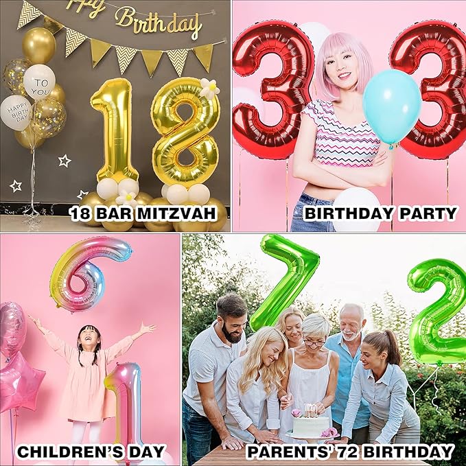 Smlpuame 40 inch Number Balloon 0-9 Black Large Number 80 Balloons,Digital Balloons for Birthday Party Celebration Decorations Supplies, Helium Foil Number Balloons for Wedding Anniversary