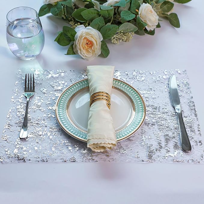 Snowkingdom 2 Pieces Silver Table Runner, Sequin Glitter Foil Metallic Thin Mesh Runner Roll 11"x108", Silver Table Decorations Centerpiece for Wedding Birthday Party Christmas