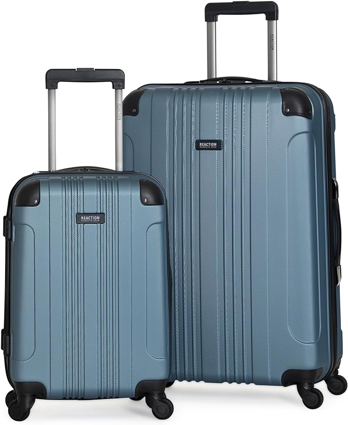 Kenneth Cole REACTION Out of Bounds Lightweight Hardshell 4-Wheel Spinner Luggage, Granite Blue, 2-Piece Set (20" & 28")
