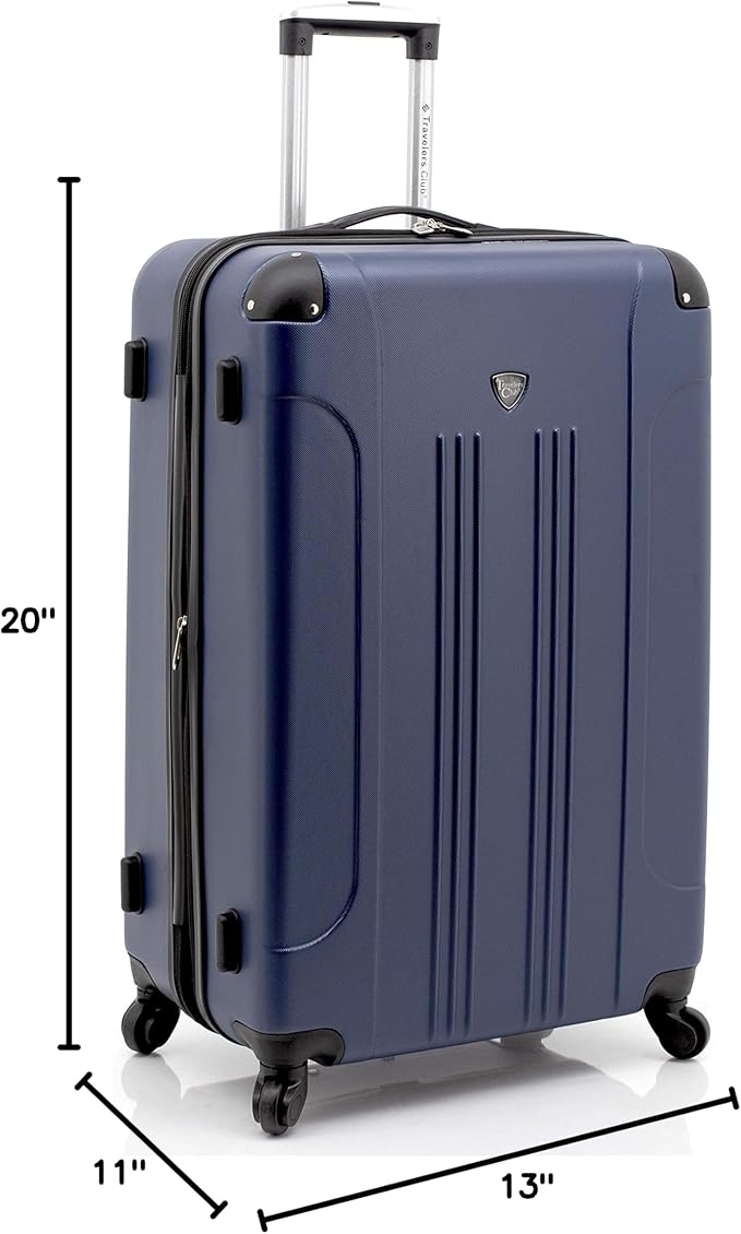 Travelers Club Chicago Hardside Expandable Spinner Luggage, Navy Blue, 3 Piece Set