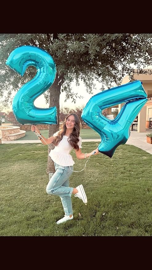 40 Inch Blue Large Number 4 Balloons, Giant Foil Number Four 14 24 34 40 44 Balloons, Blue Mylar Big Balloon for Anniversary Graduation Decorations