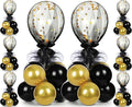 BBTO 8 Set Table Centerpieces Balloons Stand Kit, 80 Pcs Latex Balloons and Table Stand Holder with Base Tulle for Wedding Birthday Baby Shower Party(Black, Gold)