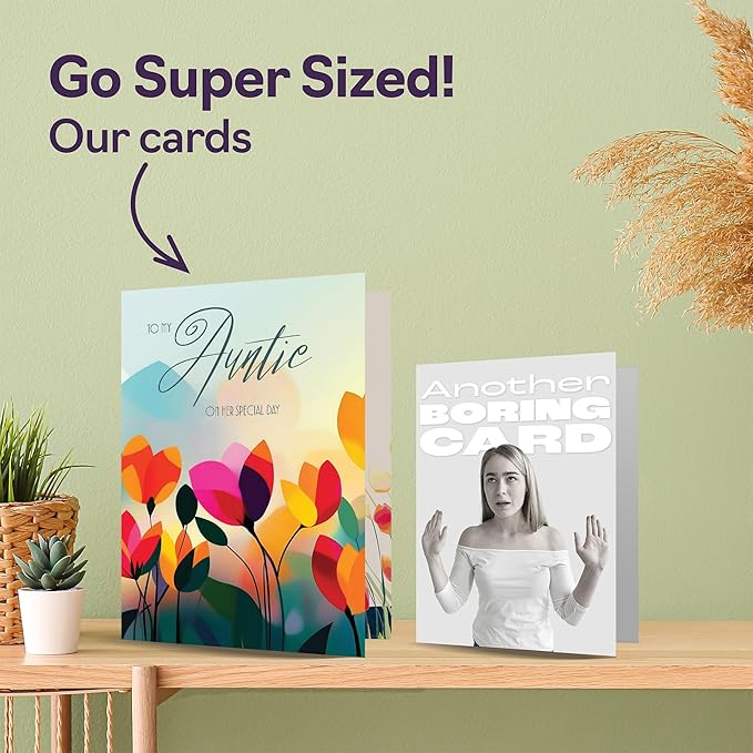 Aunt Birthday Card - Vibrant Summer Flowers - Vivid Happy Birthday Card for Auntie from Niece Nephew, A5 Female Floral Bday Golden Greeting Cards