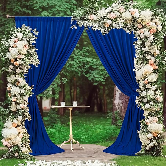 MEETSKY Royal Blue Backdrop Curtains for Parties Blue Curtains Photography Backdrop Drapes for Wedding Birthday Party Baby Showers Rod Pocket Home Sliding Door Decoration, 5ft x 7ft, 2 Panels