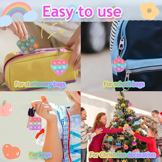 57PCS Party Favors for Kids,Fidget Toys Bulk Its Birthday Party Favors for Toddlers Adult, Small Classroom Prizes Box Fidgets Toys for Kids, Goodie Bag Stuffers, Treasure Chest, Bubbles Poppers