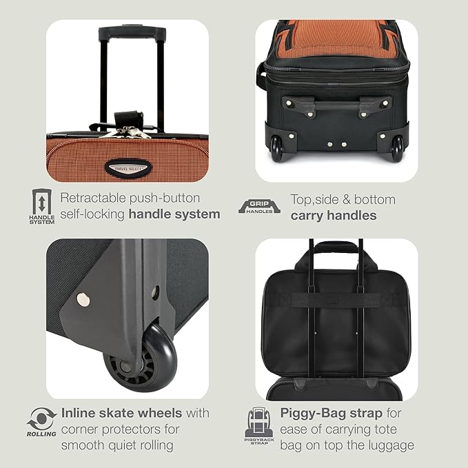 Travel Select Amsterdam Softside Expandable Luggage with Rolling Wheels, Orange, 25-Inch Medium