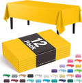 Exquisite 12-Pack Premium Plastic Tablecloth 54in. x 108in. Rectangle Table Cover - Yellow