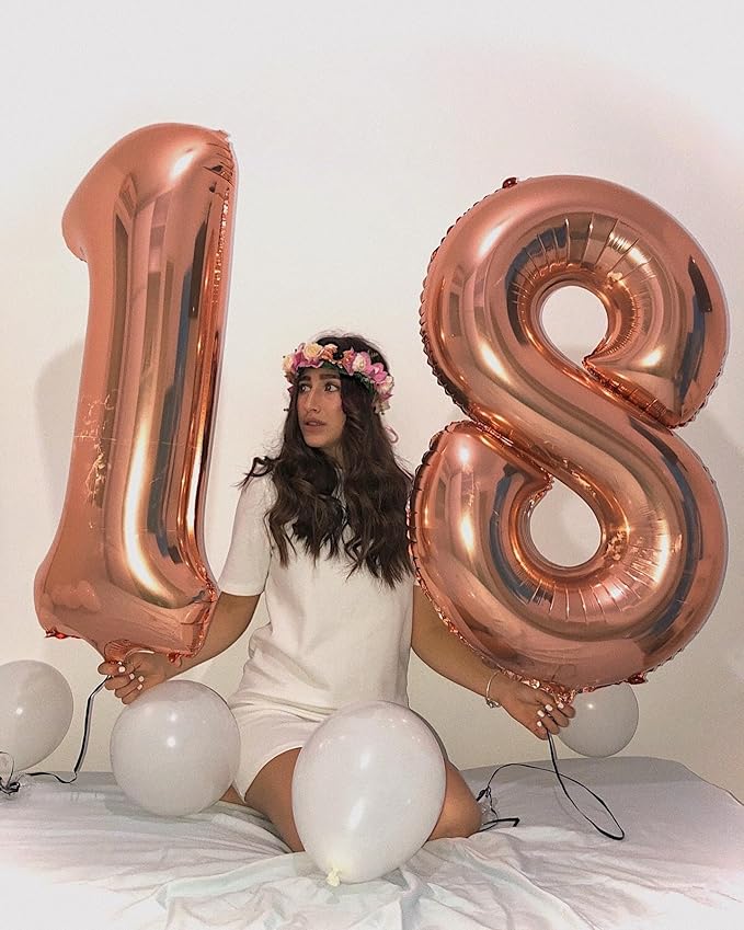 40 Inch Rose Gold Number 2 Balloon, Giant 2 Number Balloons for 2nd Birthday Decorations, Party Supplies for Baby Boy Girl, Rose Gold Party Decor