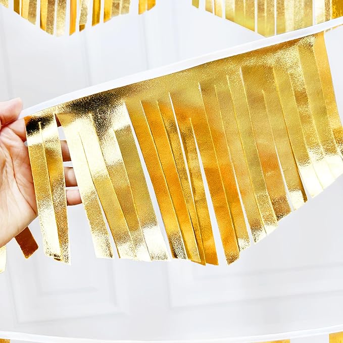 Gold Tassel Banner Double Sided Metallic Fabric Pennant Bunting Flag Garland for Graduation Birthday Anniversary Bachelorette Engagement Wedding Bridal Shower Baptism Hen Party Decorations Supplies