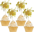 Gyufise 30Pcs Star Foil Firework Cupcake Toppers Sparkle Tinsel Cake Toppers Tinsel Drink Cake Decoration Cocktail Picks for Birthday Wedding Graduation Party Supplies Gold