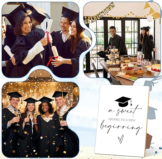 Graduation a Sweet Bar Sign - Congrats Grad Party Decorations Favors Supplies, Graduation Centerpieces for Tables 2026, 8×11 Wooden Sign with Stand