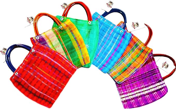 Alondra's Imports NEW (TM) Uniquely Designed Mini Tote Favor Bags - Mexican Candy & Mercado Bags (Mesh) - 10 x 7 - Multi-Colored (24 PACK)