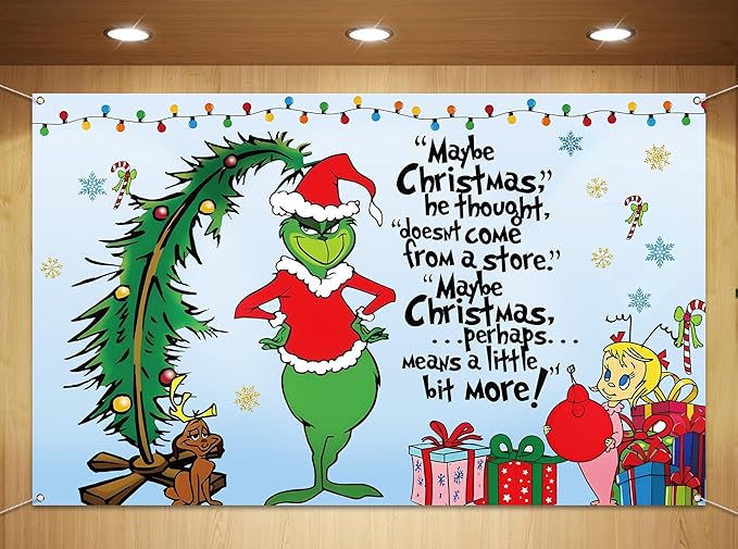 Sunwer Merry Christmas Photo Booth Backdrop Green Elf Winter Holiday Party Decor Xmas Indoor Outdoor Wall Hanging Background Decoration Supply (5.9×3.6ft)