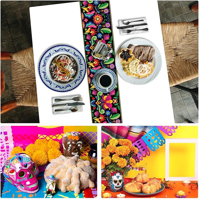 Oudain 6 Pcs Fiesta Tablecloth 108 x 54 Inch Plastic Tablecover Mexican Waterproof Tablecloth Disposable Table Cover for Taco Night Festive Mexican Fiesta Wedding Party Decoration (White)