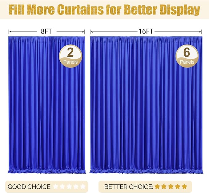 24x10FT Black Backdrop Curtains for Wedding Parties, Wrinkle Free Polyester Photography Backdrop Drapes for Wedding Baby Shower Birthday Parties Stage Background Stand Decorations 4x10ft,6 Panels