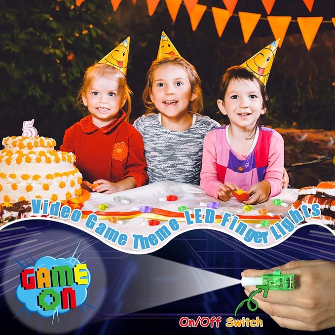 CHUNNIN 36 PCS Video Game Party Favors Game LED Light Up Finger Lights, Glow in the Dark Fillers Gamer Party Finger Light Bulk for Chriatmas Goodie Treat Bags Stuffers Game Birthday Party Supplies