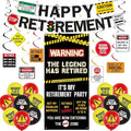 Roetyce Retirement Decorations Men Women, Caution Logos Happy Retirement Banner Balloons Hanging Swirls Kit, Funny Legend Retired Party Supplies Backdrop for Coworker Family, Retired Door Wall Signs