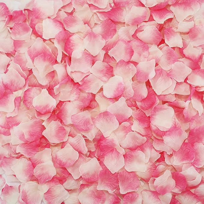 CODE FLORIST 2200 PCS Silk Flower Rose Petals for Wedding Decorations (Light Pink&White)
