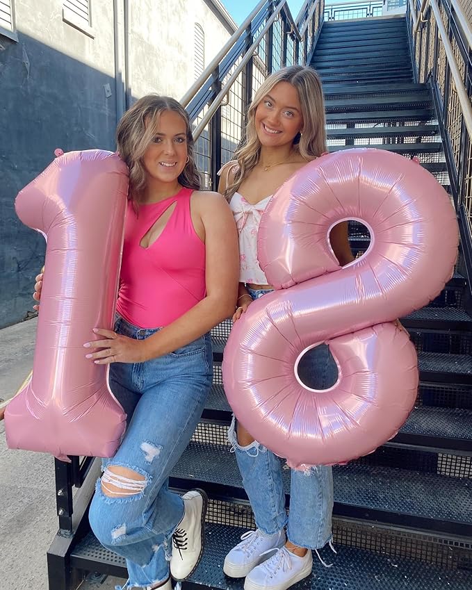 40 Inch Pearlescent Pink Number 8 Balloon, Giant 8 Number Balloons for 8th Birthday Decorations, Party Supplies for Baby Boy Girl, Pearlescent Pink Party Decor