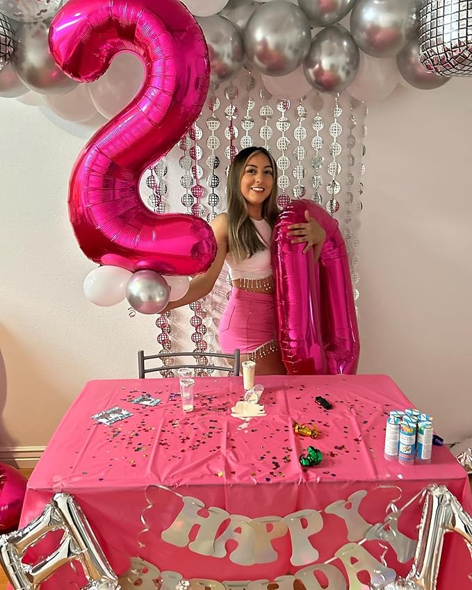 Hot Pink Number 1 Balloon for First Birthday 40 Inch, 1st One Number Balloons Birthday Decorations for Girl Boy Toddler Baby